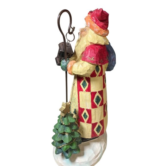 Santa Figurine 12.5 Inch Carved Wood Look - Picture 7 of 13